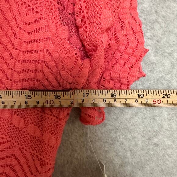 Rabbit Rabbit Rabbit Midi Dress Size 10 Coral Lace Overlay Romantic Babydoll NEW - Picture 10 of 14